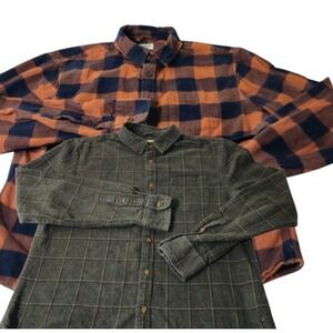 Marine Layer Light Flannel Shirts Men M LOT IF 2 Plaid Windowpane Bundle 2pk